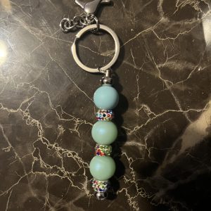 Blue Beaded Keychain
